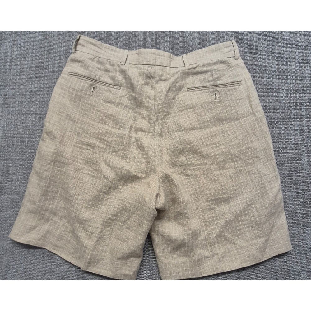 Harold Powell mens tan khaki 100% linen dress shorts sz. 33 preppy pleated front - Picture 12 of 12